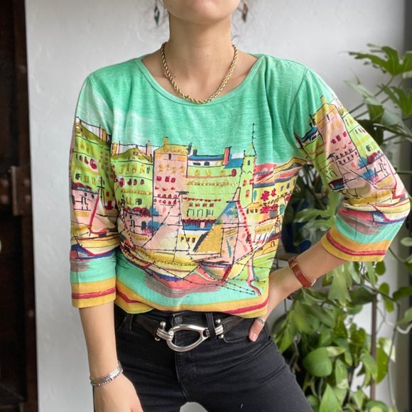 Vintage | Boxy Beaded Watercolor Top - Picture 3 of 9